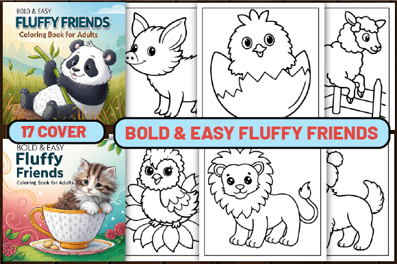84 Bold & Easy Fluffy Friends Color Page: A Creative Bundle for Relaxation and Business