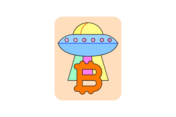 Bit Coin Space Ufo Color Outline: A Modern Design Asset