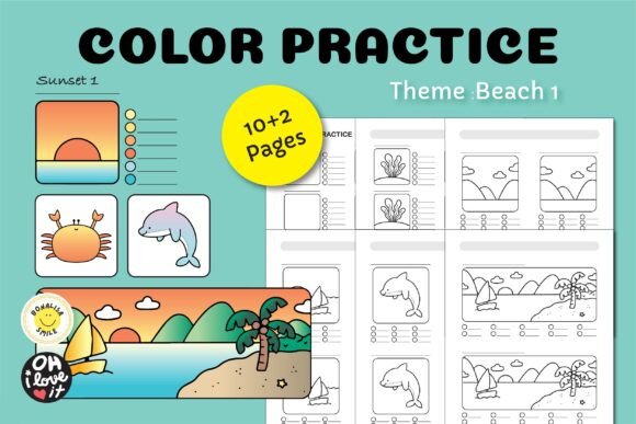 Coloring Practice Color Swatch Sheet: A Beach-Inspired Creative Tool