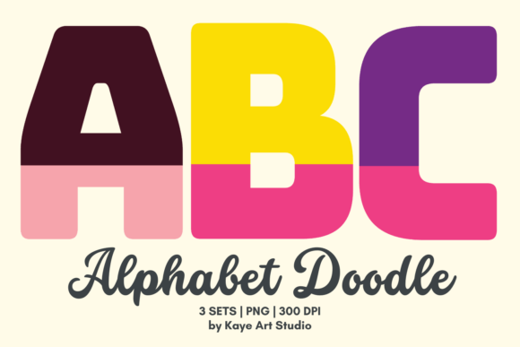 Dual Color Alphabet Doodle Clipart for Creative Projects