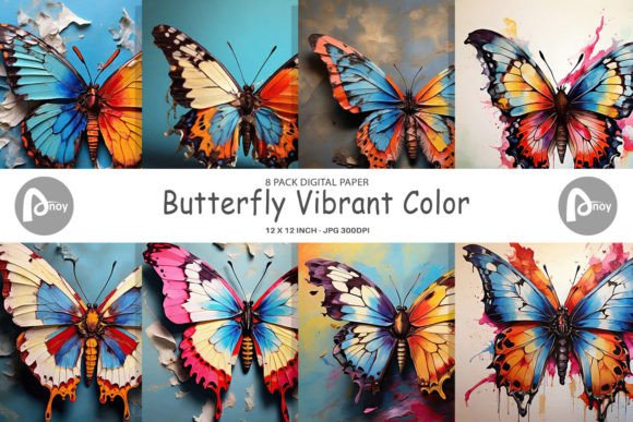 Transform Your Projects with Digital Paper Butterfly Vibrant Color