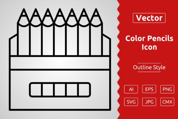 Vector Color Pencils Outline Icon Design: Your Versatile Creative Asset