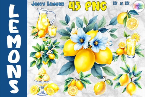 Watercolour Lemon Clipart Bundle: A Fresh Take on Citrus Design