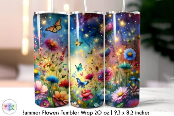 Watercolour Summer Flowers Tumbler Wrap: A Floral Design Asset